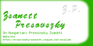 zsanett presovszky business card